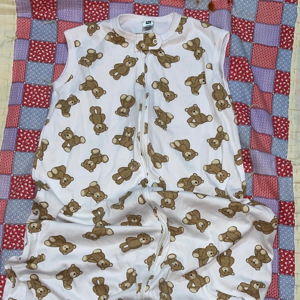 🎉Cozy Bear Print Kids Sleep Sack - White and Brown. F136
